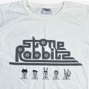 Stone‎ Rabbits Graphic T Shirt Gildan White Novelty Cartoon Small